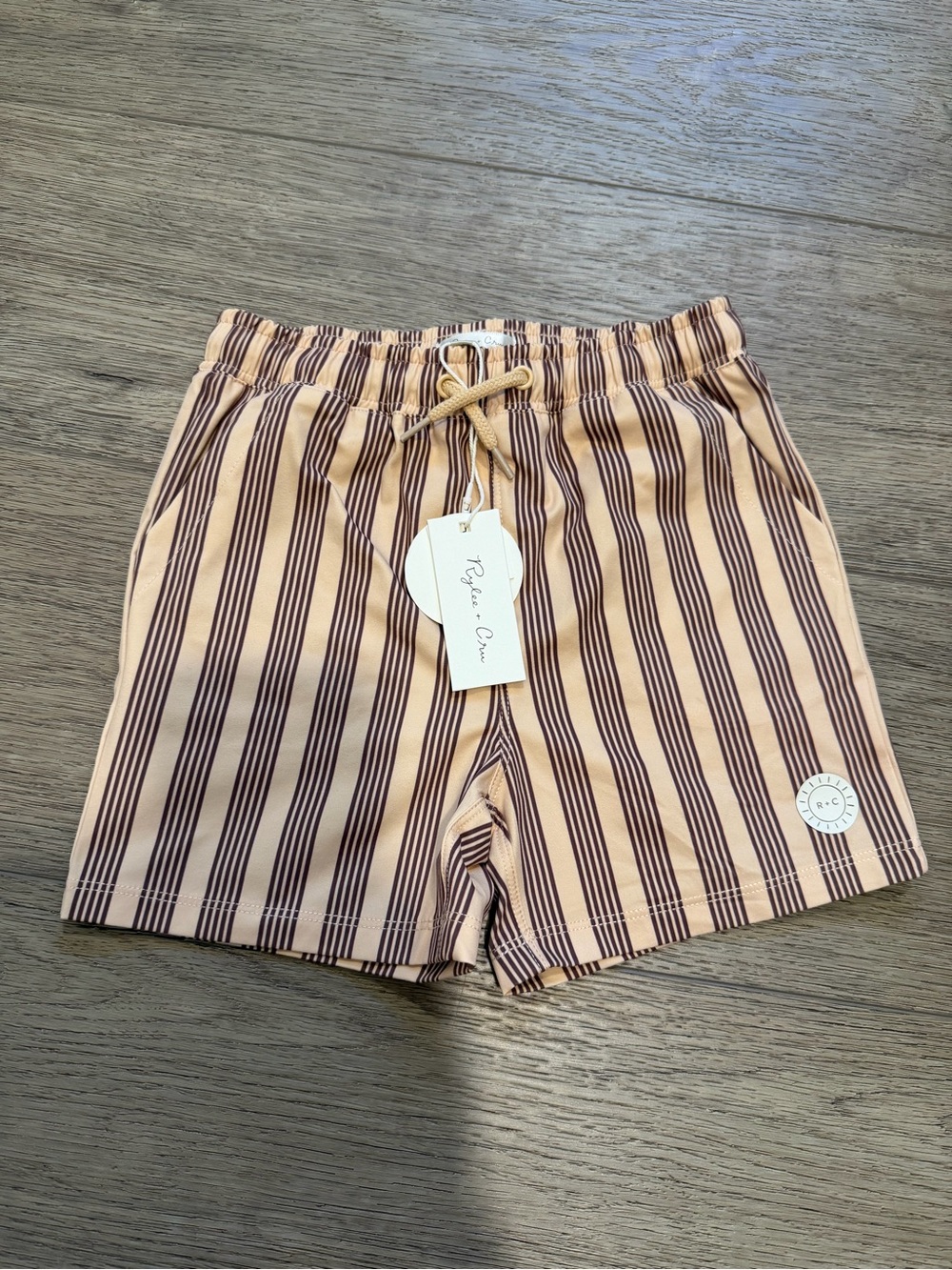 Rylee + Cru Cream Shorts with Brown Stripes